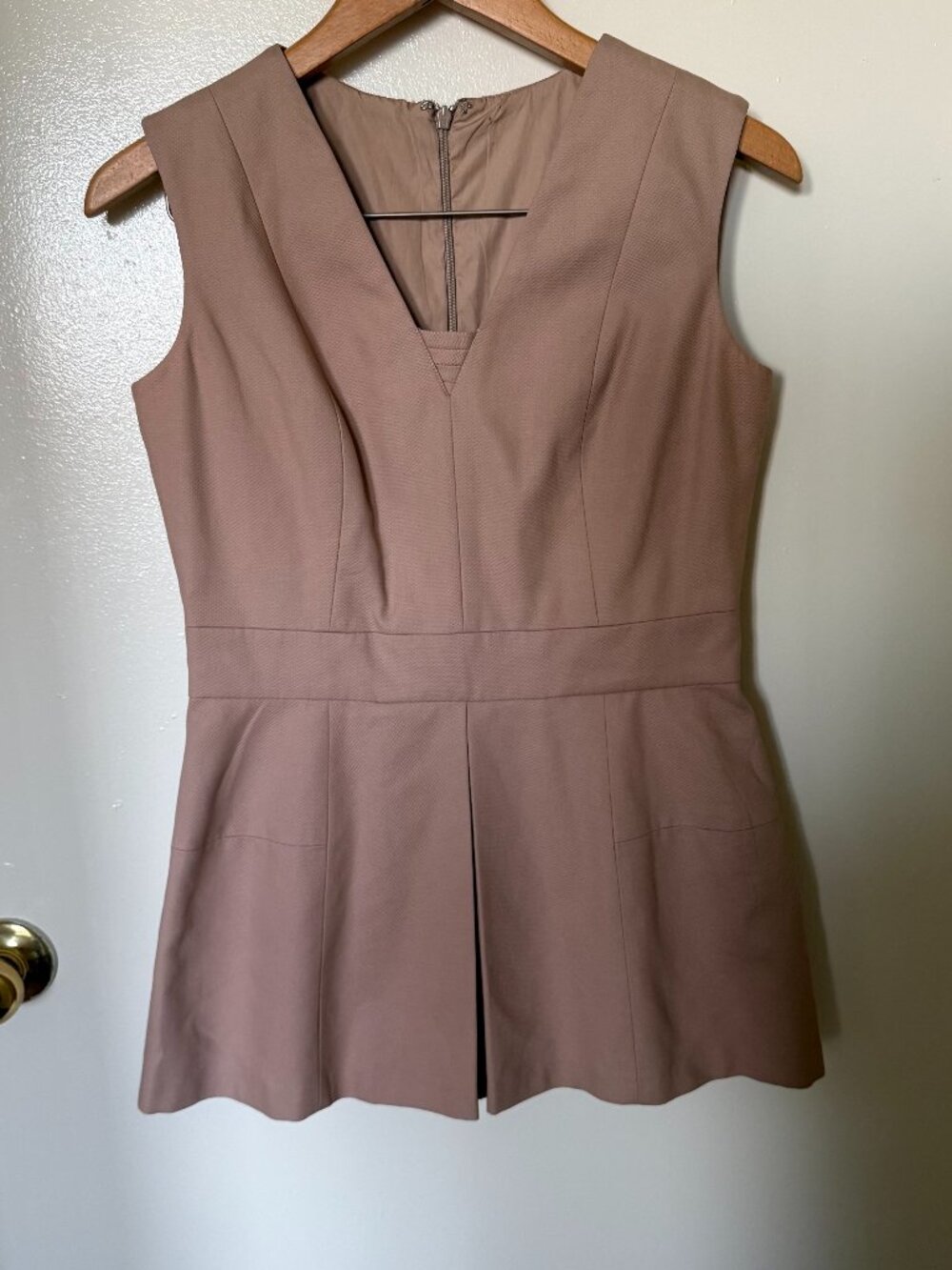 Alexander McQueen Brown Beige Peplum V Neck Top 44 / US 10